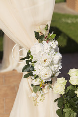 Wedding decorations and details in white color 