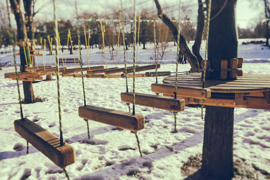 Rope park in winter