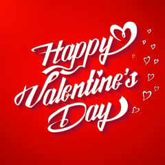 Happy Valentine’s Day poster. Typographical Background. Lettering on red background.