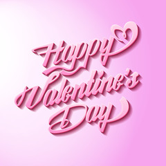Happy Valentine&rsquo;s Day poster. Typographical Background. Lettering on pink background.