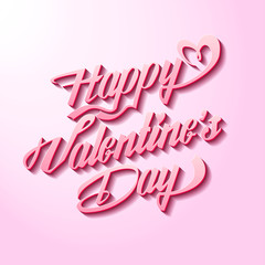 Happy Valentine’s Day poster. Typographical Background. Lettering on pink background.