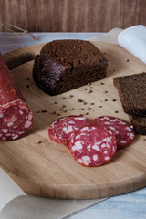 sausage and sliced bread