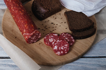 sausage and sliced bread