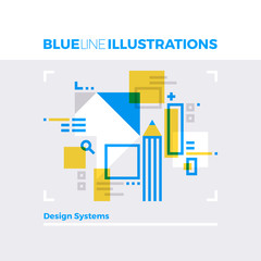 Design Systems Blue Line Illustration.