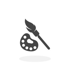 Paint brush with palette Icon. Vector logo on white background