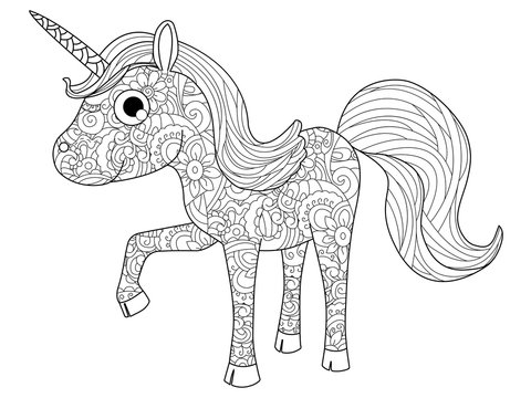 Children Toy unicorn coloring vector for adults