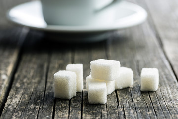 White sugar cubes.