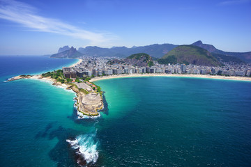 Vue aérienne de la plage de Copacabana et de la plage d& 39 Ipanema, Rio de Janeiro