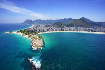 Papier Peint photo Copacabana, Rio de Janeiro, Brésil Vue aérienne de la plage de Copacabana et de la plage d& 39 Ipanema, Rio de Janeiro