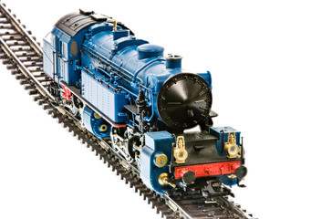 Toy train with a steam engine locomotive