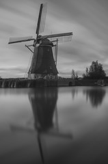 Long exposure image of windmill in the Unesco site of Kinderdijk, on Wednesday 3 August 2016, the...
