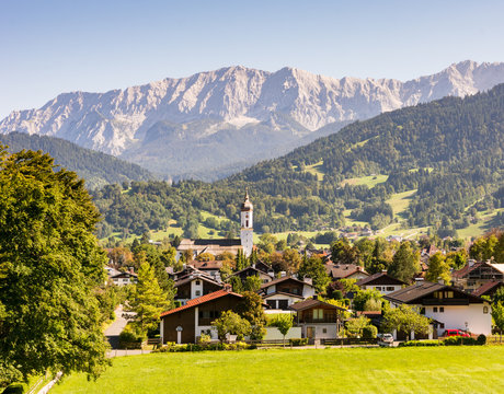 Village of Garmisch in the Alps of Bavaria