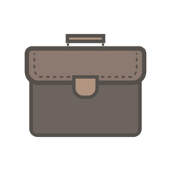 Brown portfolio with handle. Flat icon.