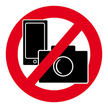 No camera and mobile phone symbol on white background