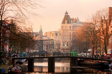 Fototapeta premium Amsterdam Canal Bridge 01