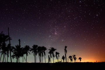 Stars night sky above north of Sri Lanka.
