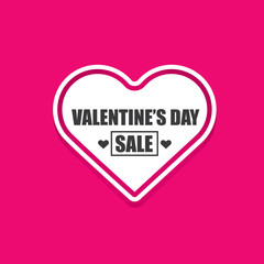Valentines day heart sale tag isolated on pink