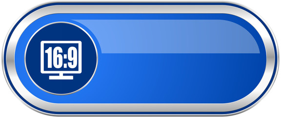 16 9 display long blue web and mobile apps banner isolated on white background.