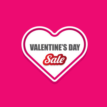 Valentines day heart sale tag isolated on pink