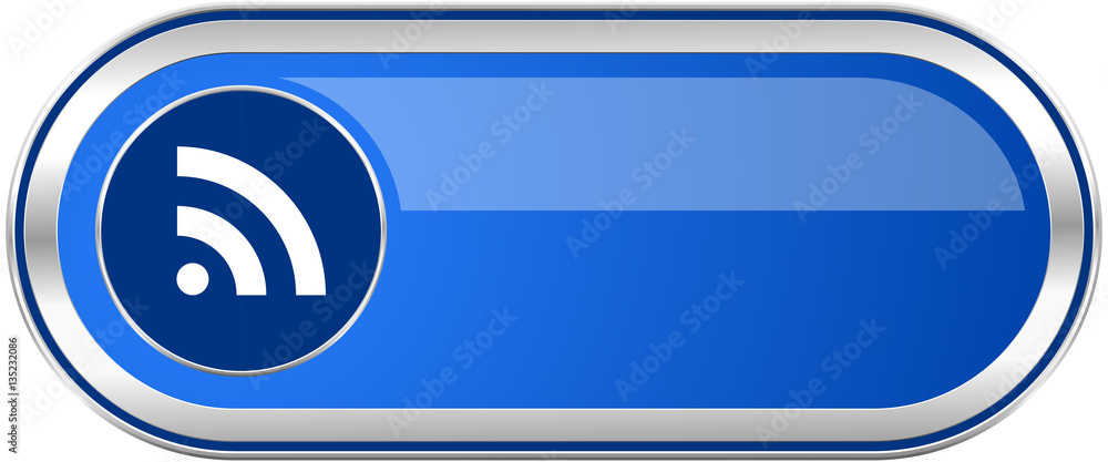 Poster rss long blue web and mobile apps banner isolated on white background.