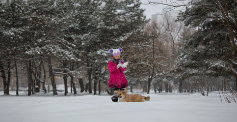 Fototapeta premium girl and dog