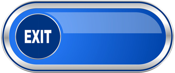 Exit long blue web and mobile apps banner isolated on white background.