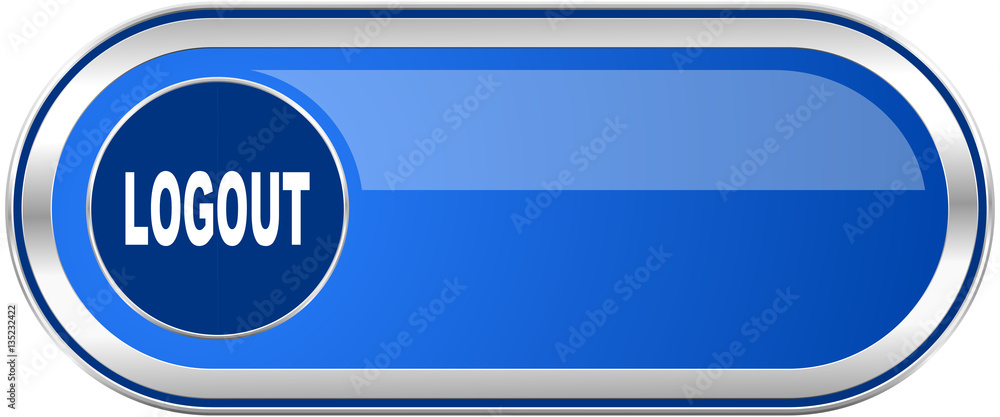 Aufkleber logout long blue web and mobile apps banner isolated on white background.