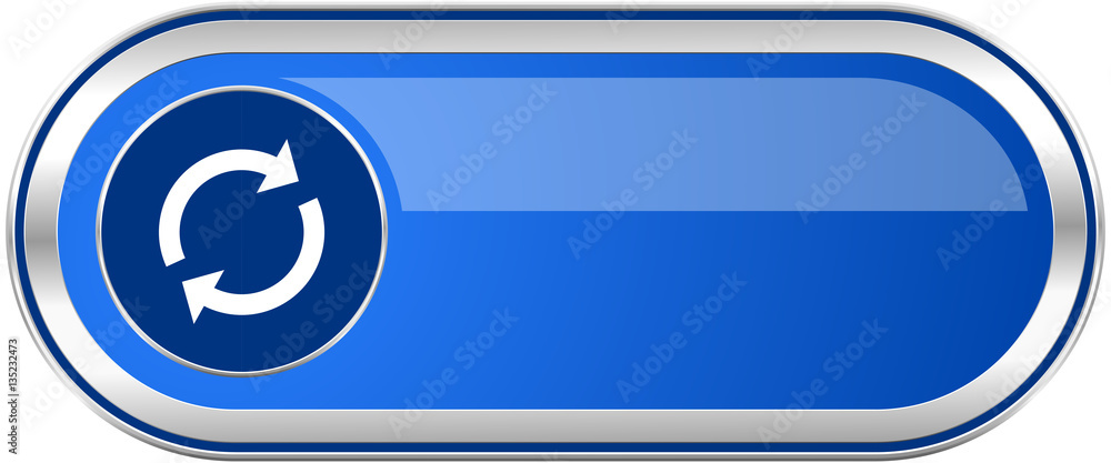 Poster reload long blue web and mobile apps banner isolated on white background.