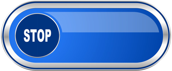 Stop long blue web and mobile apps banner isolated on white background.