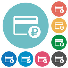 Ruble credit card flat round icons