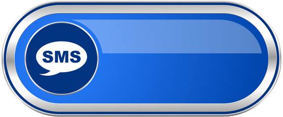Sms long blue web and mobile apps banner isolated on white background.