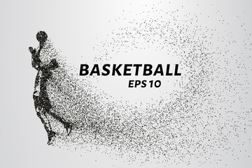 Naklejka premium Basketball of the particles. Basketball player silhouette consists of circles and points. Vector illustration
