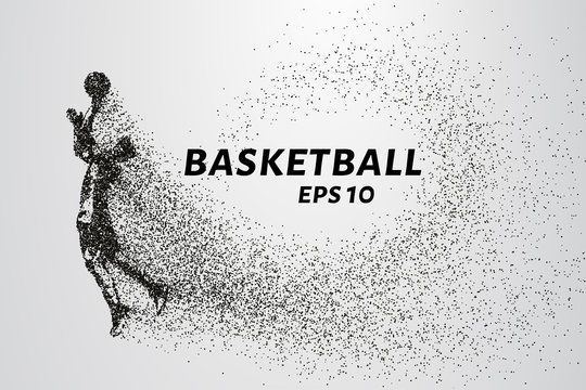 Basketball of the particles. Basketball player silhouette consists of circles and points. Vector illustration
