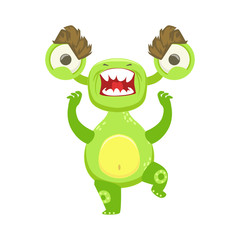 Angry Funny Monster Pissed Off, Green Alien Emoji Cartoon Character Sticker