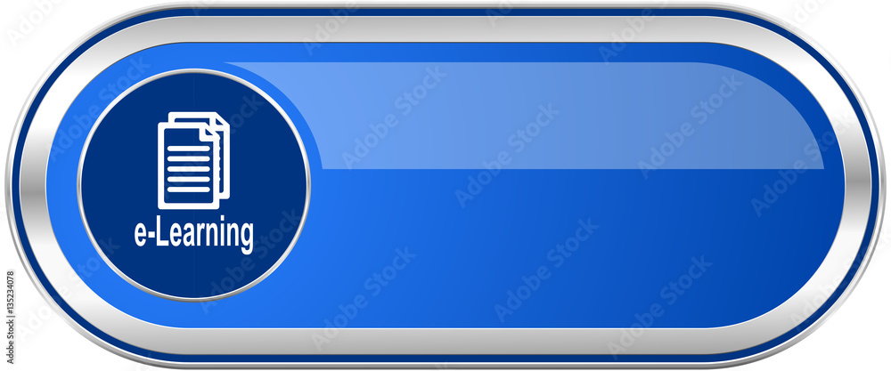 Poster learning long blue web and mobile apps banner isolated on white background.