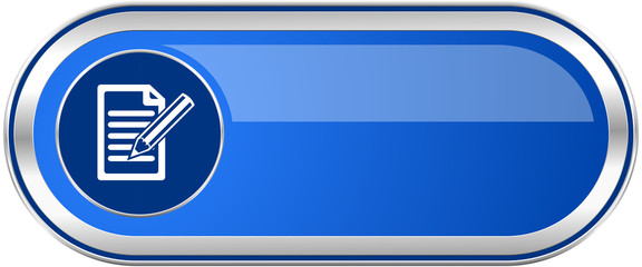 Subscribe long blue web and mobile apps banner isolated on white background.