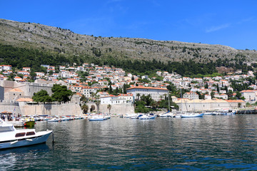 Fototapeta na wymiar Southeastern part of Old Town in Dubrovnik, Croatia. Dubrovnik is popular tourist destination and UNESCO World Heritage Site. 