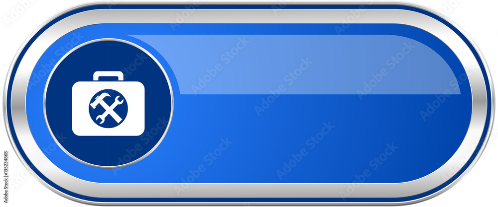 Poster toolkit long blue web and mobile apps banner isolated on white background.