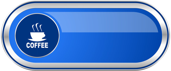 Espresso long blue web and mobile apps banner isolated on white background.