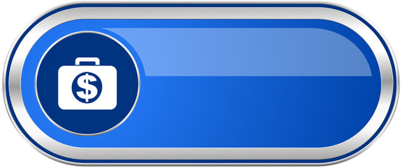 Financial long blue web and mobile apps banner isolated on white background.