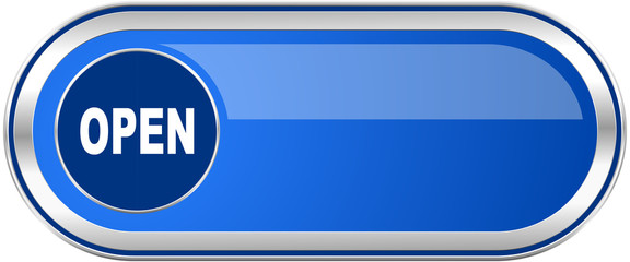 Open long blue web and mobile apps banner isolated on white background.