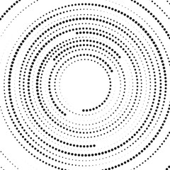 Abstract circular halftone dots form. Logo design. Vector illustration background. Swirl geometric design. Element of black dots.