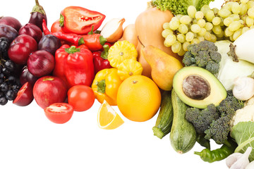 Obraz na płótnie Canvas Set of multicolored fresh raw vegetables and fruits