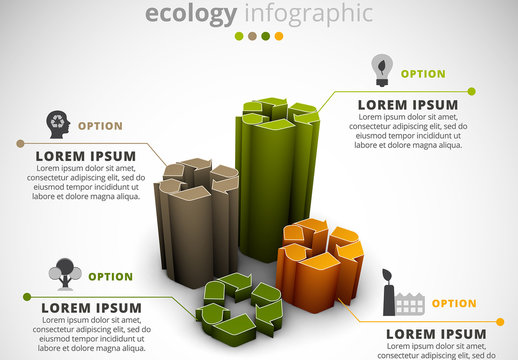 Ecology Infographic with 3D Recycling Symbol Element