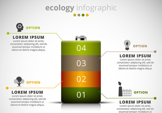 Ecology Infographic with Battery Illustration Element