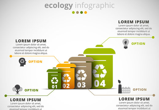 Ecology Infographic with Recycling Bin Illustration Element