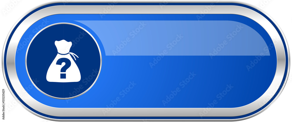 Poster riddle long blue web and mobile apps banner isolated on white background.