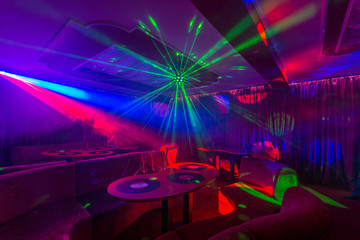 Colorful interior of bright and beautiful night club