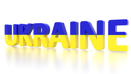 Ukraine, 3d, white background. 