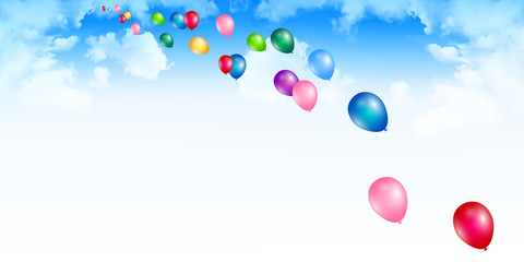風船　カラフル　空　背景